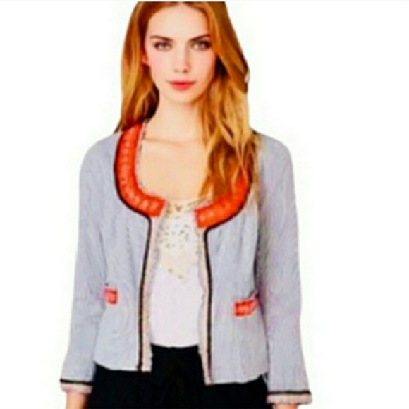Vintage Free People Beaded Pin Stripe Jacket - Picture 1 of 13